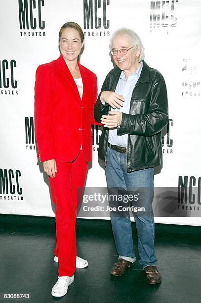 Actress Elizabeth Marvel and director Austin Pendleton attend a celebration for MCC Theater's "50 Words" at the Telsey and Company studios on...