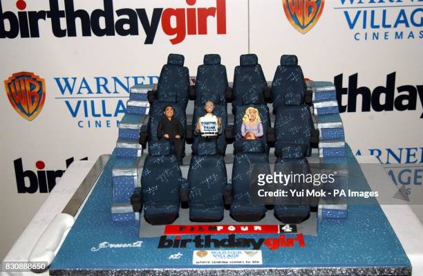 Birthday cake made for the UK gala premiere of Jez Butterworth's 'Birthday Girl' at the Warner Village Cinema in Islington, London. The film starring...