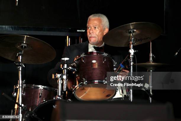 Musician performs with Jeff Goldblum and The Mildred Snitzer Orchestra on The Barbary Stage during the 2017 Outside Lands Music And Arts Festival at...