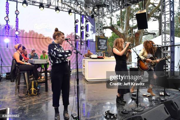 Musicians Meegan Closner, Allison Closner and Natalie Closner of the band Joseph perform on Gastro Magic stage during the 2017 Outside Lands Music...