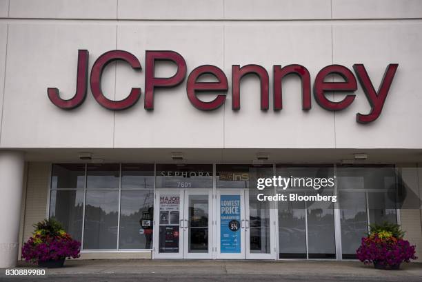 Signage is displayed outside a JC Penney Co. Store in Chicago, Illinois, U.S., on Saturday, Aug. 12, 2017. On Friday morning, JC Penney posted a...