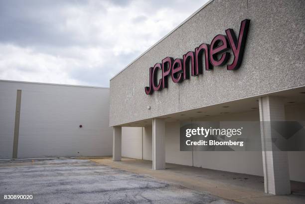 Signage is displayed outside a JC Penney Co. Store in Chicago, Illinois, U.S., on Saturday, Aug. 12, 2017. On Friday morning, JC Penney posted a...