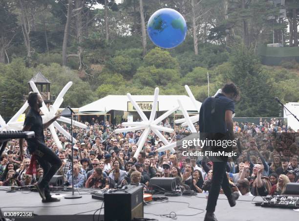 Joshua Ostrander and Drew Beck of Mondo Cozmo perform on the Panhandle Stage during the 2017 Outside Lands Music And Arts Festival at Golden Gate...
