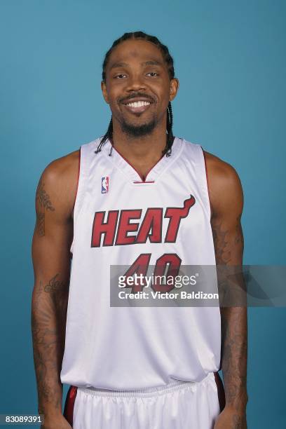 Udonis Haslem of the Miami Heat poses for a portrait during NBA Media Day on September 26, 2008 at the American Airlines Arena in Miami, Florida....