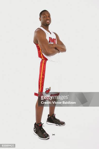 Dwyane Wade of the Miami Heat poses for a portrait during NBA Media Day on September 26, 2008 at the American Airlines Arena in Miami, Florida. NOTE...