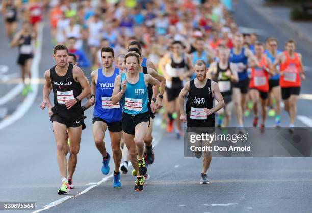 Lead runners head up William Street during the start of the 2017 City to Surf on August 13, 2017 in Sydney, Australia.