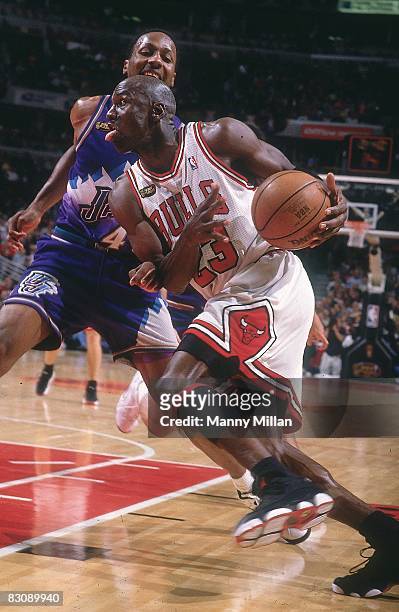 Finals: Chicago Bulls Michael Jordan in action vs Utah Jazz. Game 5. Chicago, IL 6/12/1998 CREDIT: Manny Millan