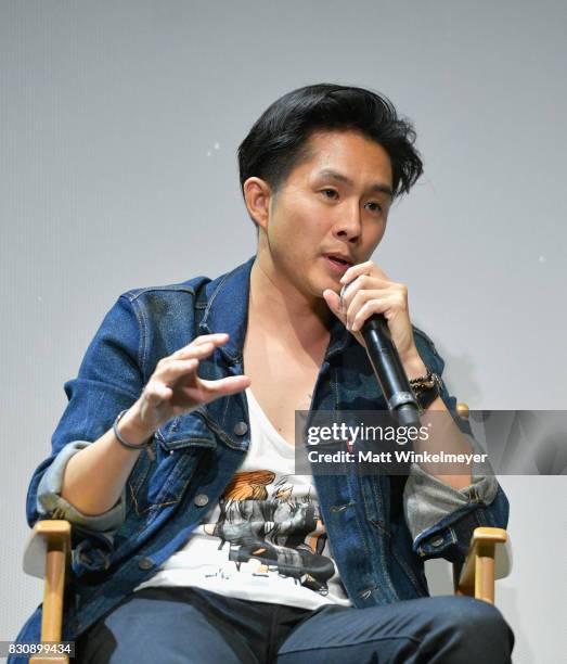 Writer/director Justin Chon speaks on stage during the 2017 Sundance NEXT FEST at The Theater at The Ace Hotel on August 12, 2017 in Los Angeles,...