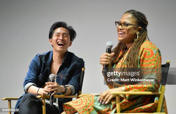 Writer/director Justin Chon and director Ava DuVernay speak on stage during the 2017 Sundance NEXT FEST at The Theater at The Ace Hotel on August 12,...