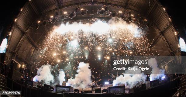 Papa Emeritus III and Nameles Ghouls of Ghost performing live on stage on day 2 at Bloodstock Festival at Catton Hall on August 12, 2017 in Burton...