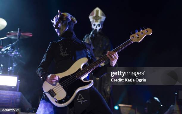 Papa Emeritus III and Nameles Ghouls of Ghost performing live on stage on day 2 at Bloodstock Festival at Catton Hall on August 12, 2017 in Burton...