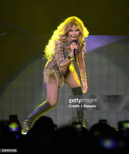 Singer Gloria Trevi performs at Madison Square Garden on August 12, 2017 in New York City.