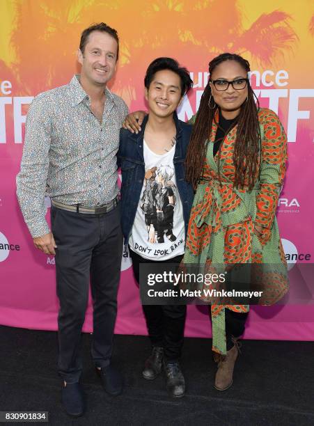 Director, Programming Sundance Film Festival, Trevor Groth, writer/director Justin Chon and director Ava DuVernay speak on stage during the 2017...