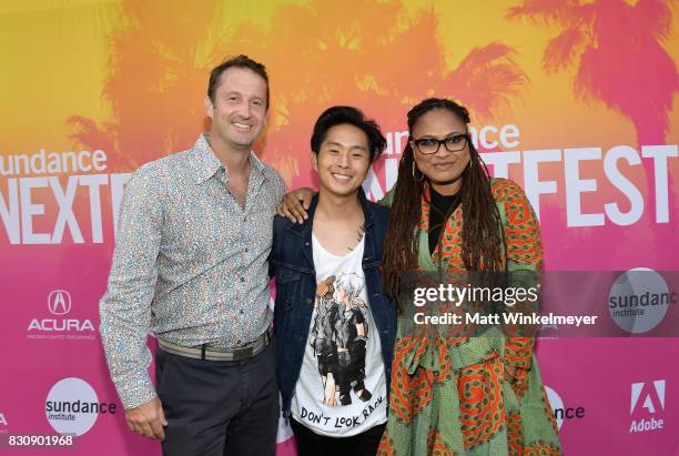 Director, Programming Sundance Film Festival, Trevor Groth, writer/director Justin Chon and director Ava DuVernay speak on stage during the 2017...