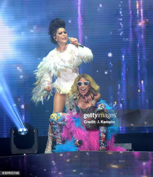 Singers Alejandra Guzman and Gloria Trevi perform at Madison Square Garden on August 12, 2017 in New York City.