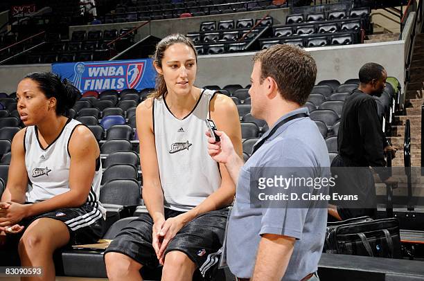Ruth Riley of the San Antonio Silver Stars speaks to the media during media availability after Game One of the WNBA Finals on October 2, 2008 at AT&T...
