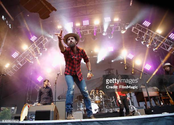Bob Crawford, Scott Avett, Mike Marsh and Seth Avett of The Avett Brothers perform on the Sutro Stage during the 2017 Outside Lands Music And Arts...