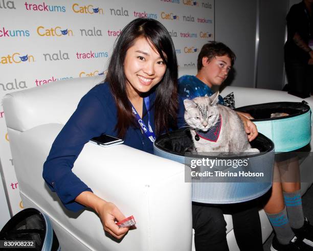 Varisiri Mathachittiphan and Nala attend the 3rd Annual CatCon at Pasadena Convention Center on August 12, 2017 in Pasadena, California.