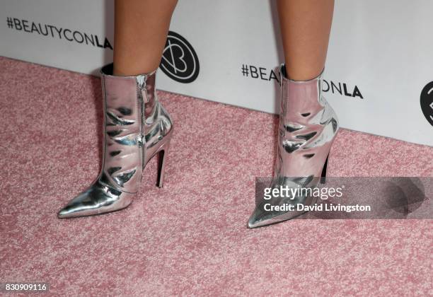 Maddi Bragg, shoe detail, attends Day 1 of the 5th Annual Beautycon Festival Los Angeles at the Los Angeles Convention Center on August 12, 2017 in...
