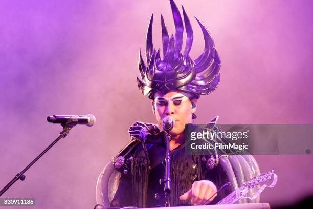 Luke Steele of Empire of the Sun performs on the Twin Peaks Stage during the 2017 Outside Lands Music And Arts Festival at Golden Gate Park on August...