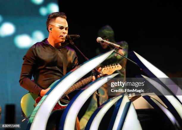 Luke Steele of Empire of the Sun performs on the Twin Peaks Stage during the 2017 Outside Lands Music And Arts Festival at Golden Gate Park on August...