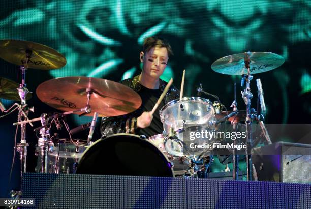 Nick Littlemore of Empire of the Sun performs on the Twin Peaks Stage during the 2017 Outside Lands Music And Arts Festival at Golden Gate Park on...