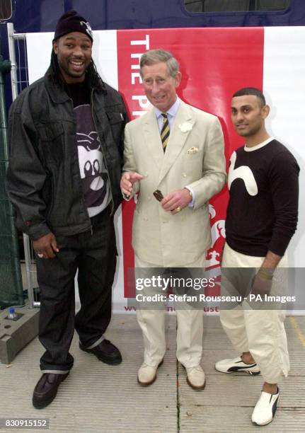 The Prince of Wales with World Heavyweight boxing champion Lennox Lewis and Sheffield featherweight boxer Prince Naseem Hamed during the Capital...