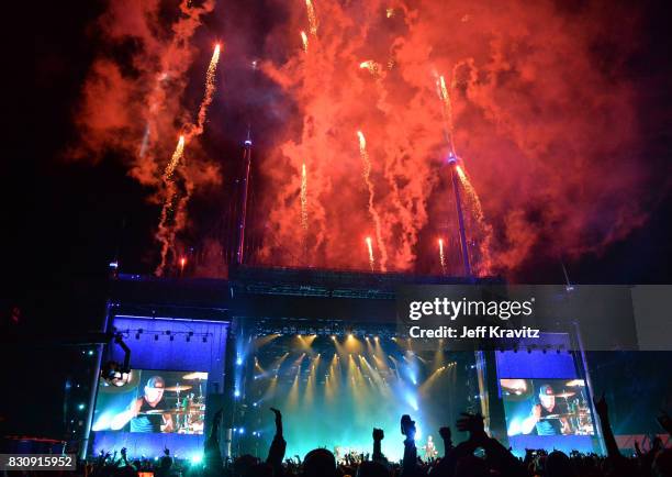 Metallica performs on Lands End stage during the 2017 Outside Lands Music And Arts Festival at Golden Gate Park on August 12, 2017 in San Francisco,...