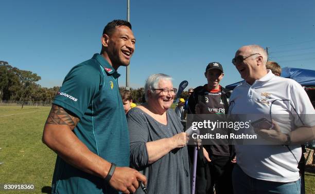 Israel Folau during an Australian Wallabies fan day on August 13, 2017 in Penrith, Australia.