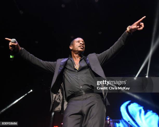 Keith Sweat performs during the KISS 104.1 Flashback Festival at Lakewood Amphitheatre on August 12, 2017 in Atlanta, Georgia.