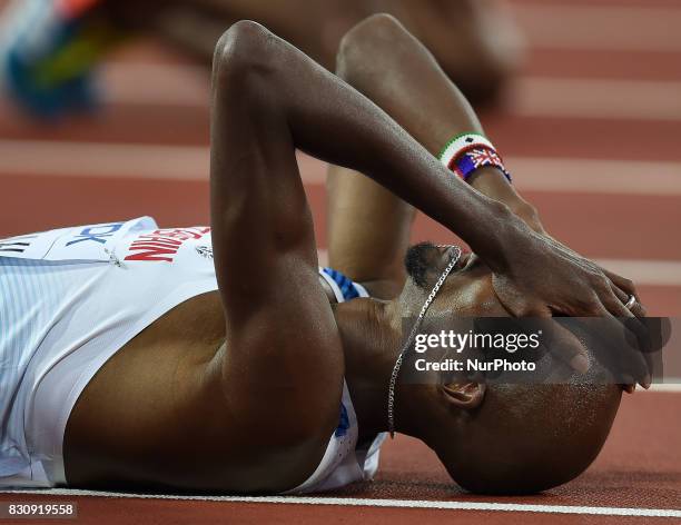 Mohamed Farah of Great Britain, compete in the 5000 meter final in London at the 2017 IAAF World Championships athletics.