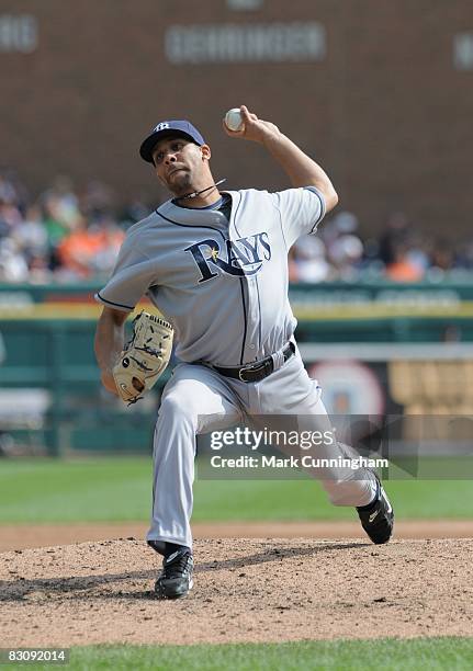 David Price of the Tampa Bay Rays pitches during the game against the Detroit Tigers at Comerica Park in Detroit, Michigan on September 28, 2008. The...