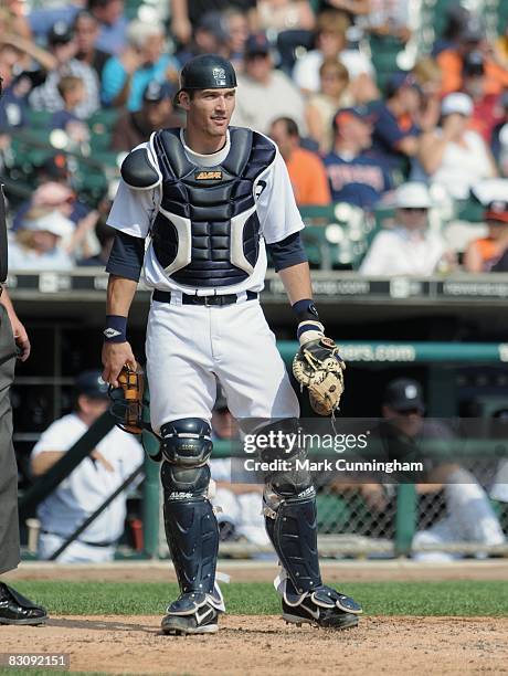Dusty Ryan of the Detroit Tigers looks on during the game against the Tampa Bay Rays at Comerica Park in Detroit, Michigan on September 28, 2008. The...