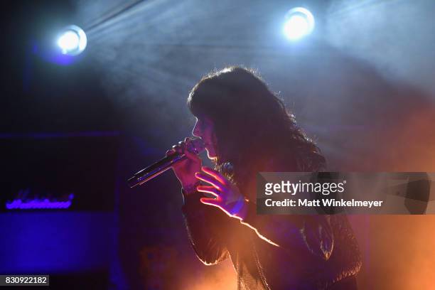 Singer Alexis Krauss of the group Sleigh Bells performs at 2017 Sundance NEXT FEST at The Theater at The Ace Hotel on August 12, 2017 in Los Angeles,...