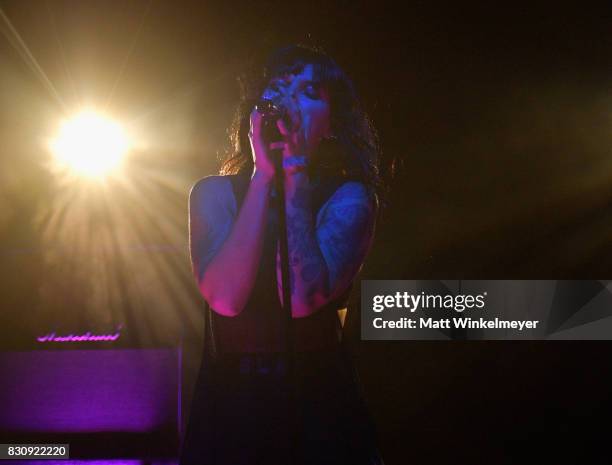 Singer Alexis Krauss of the group Sleigh Bells performs at 2017 Sundance NEXT FEST at The Theater at The Ace Hotel on August 12, 2017 in Los Angeles,...