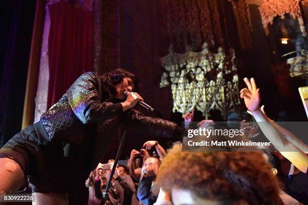 Singer Alexis Krauss of the group Sleigh Bells performs at 2017 Sundance NEXT FEST at The Theater at The Ace Hotel on August 12, 2017 in Los Angeles,...