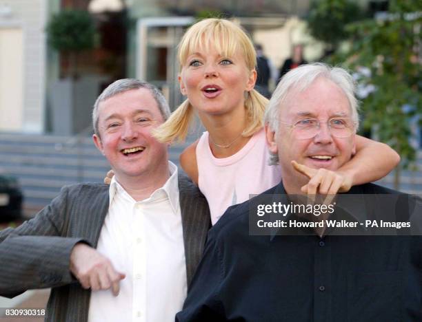 Popstars - The Rivals judges, from left to right; Louis Walsh Geri Halliwell and Pete Waterman pose for photographers outside the Lowry Hotel in...