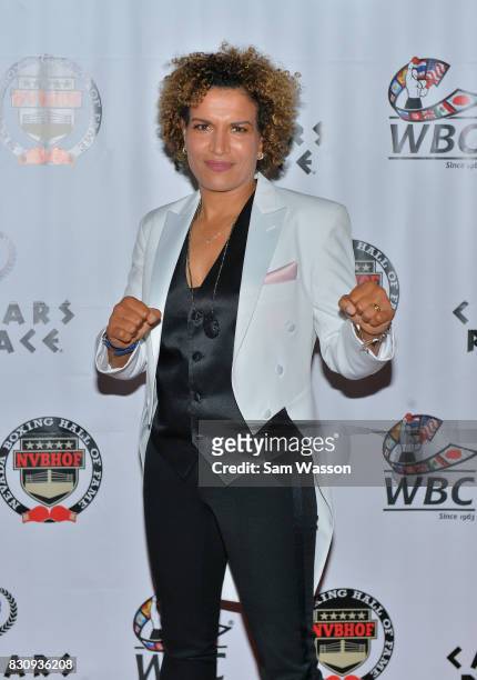 Former boxer, actress and inductee Lucia Rijker arrives at the fifth annual Nevada Boxing Hall of Fame induction gala at Caesars Palace on August 12,...
