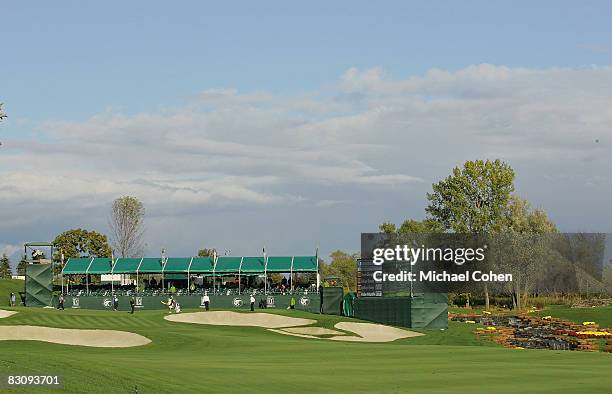 General view of the 18th hole during the first round of the Turning Stone Resort Championship at Atunyote Golf Club held on October 2, 2008 in...