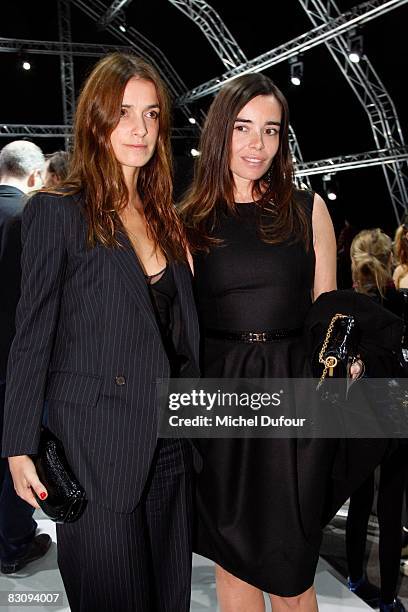 Joana Preiss and Elodie Bouchez attend the Yves Saint Laurent fashion show during Paris Fashion Week at the Grand Palais n October 2, 2008 in Paris,...