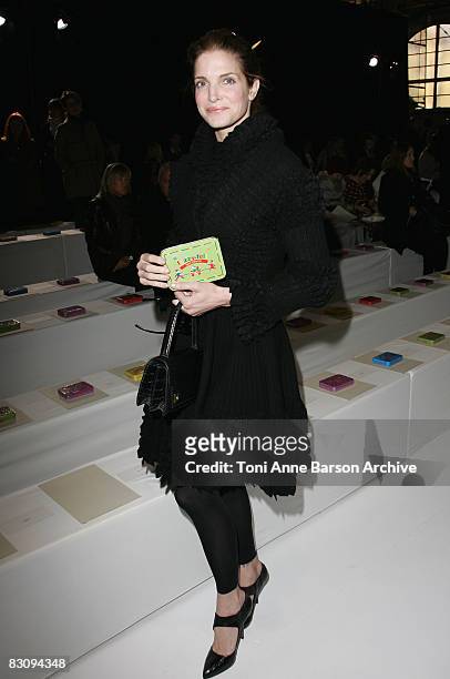 Stephanie Seymour attends the Stella McCartney fashion show during Paris Fashion Week at the Carreau du Temple on October 2, 2008 in Paris, France.