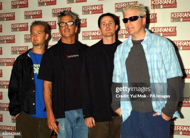 The Offspring Ron Welty, Kevin Wasserman, Greg Kriegel and Dexter Holland arriving at the Hilton Park Lane Hotel in London for the Kerrang! Awards.
