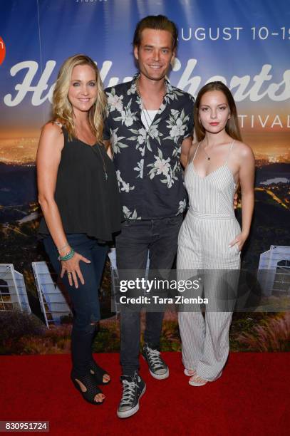 Director/actress Julia Barnett, Christopher Backus and actress Jolie Vanier attend the Primetime Short Films series during the 2017 HollyShorts Film...