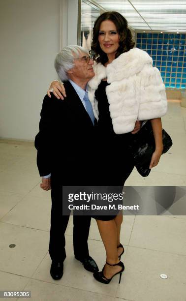 Bernie and Slavica Ecclestone attend the launch party for Form Menswear, at Harrods on October 2, 2008 in London, England.