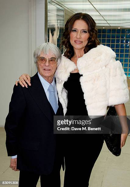 Bernie and Slavica Ecclestone attend the launch party for Form Menswear, at Harrods on October 2, 2008 in London, England.