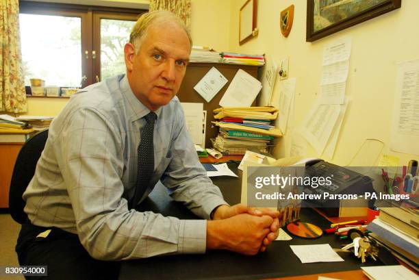 Geoff Fisher, Head Teacher at St Andrew's Primary School, Soham, in his office as he talked about how his pupils had coped in their first week back...