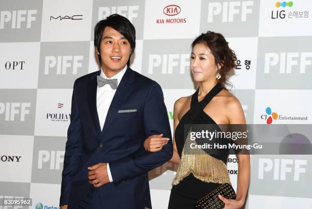 Actor Kim Rae-Won and actress Han Un-Jung arrives at the opening ceremony of the 13th Pusan International Film Festival on October 2, 2008 in Busan,...