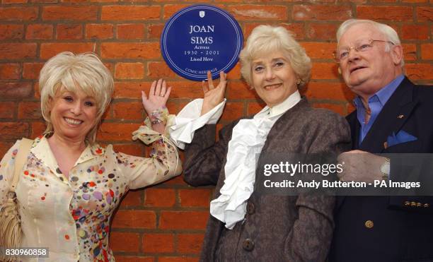 Actors, from left to right; Barbara Windsor, Liz Fraser and John Inman during a plaque unveiling for their former colleague, Carry On actress Joan...