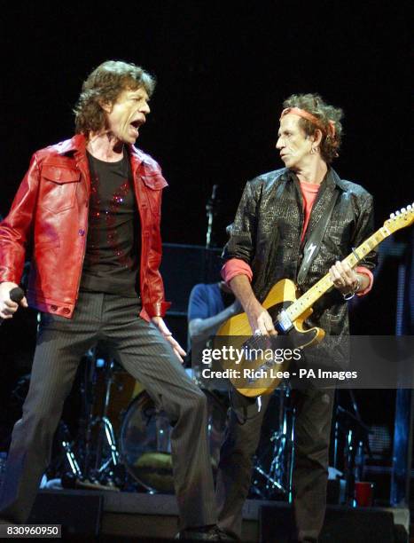 Sir Mick Jagger , Keith Richards and The Rolling Stones perform during their LIcks World Tour at Madison Square Garden in New York City, USA. *...