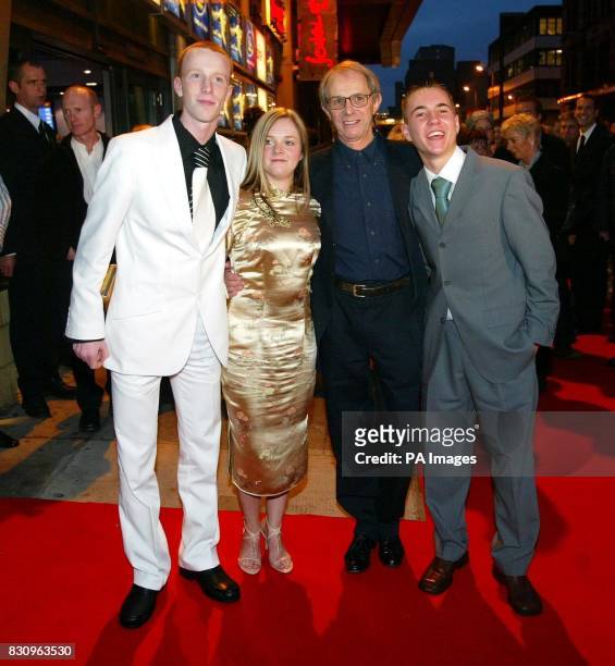 William Ruane with Annemarie Fulton, Ken Loach, and Martin Compston, arriving at the UK Premiere of British Director Ken Loach's new film Sweet...
